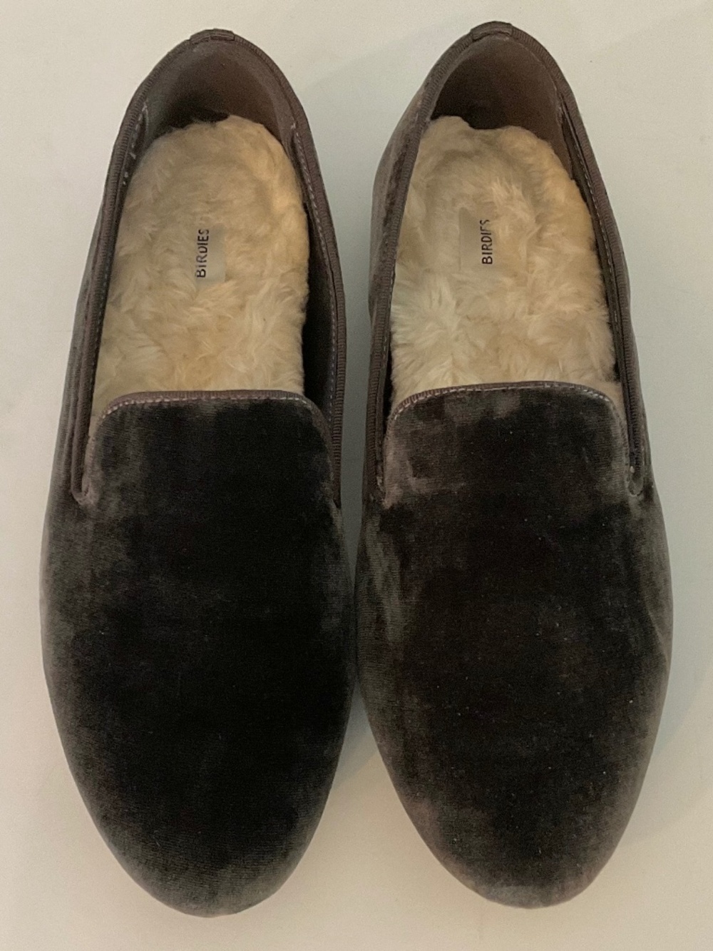 BIRDIES The Starling Velvet Faux Fur Lined Loafer Slippers Size 8